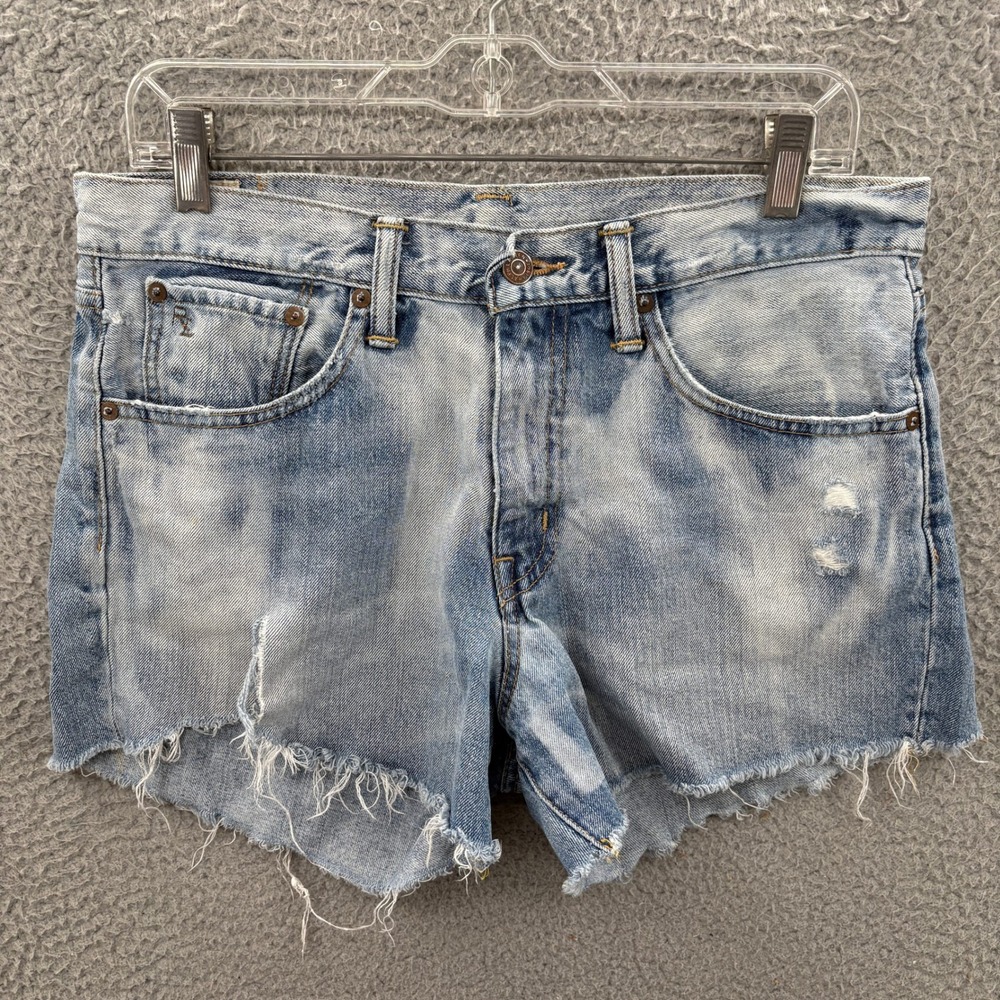 Polo Ralph Lauren Denim Shorts‎ Women 28 Blue Ripped Distressed Cut Off Raw Hem